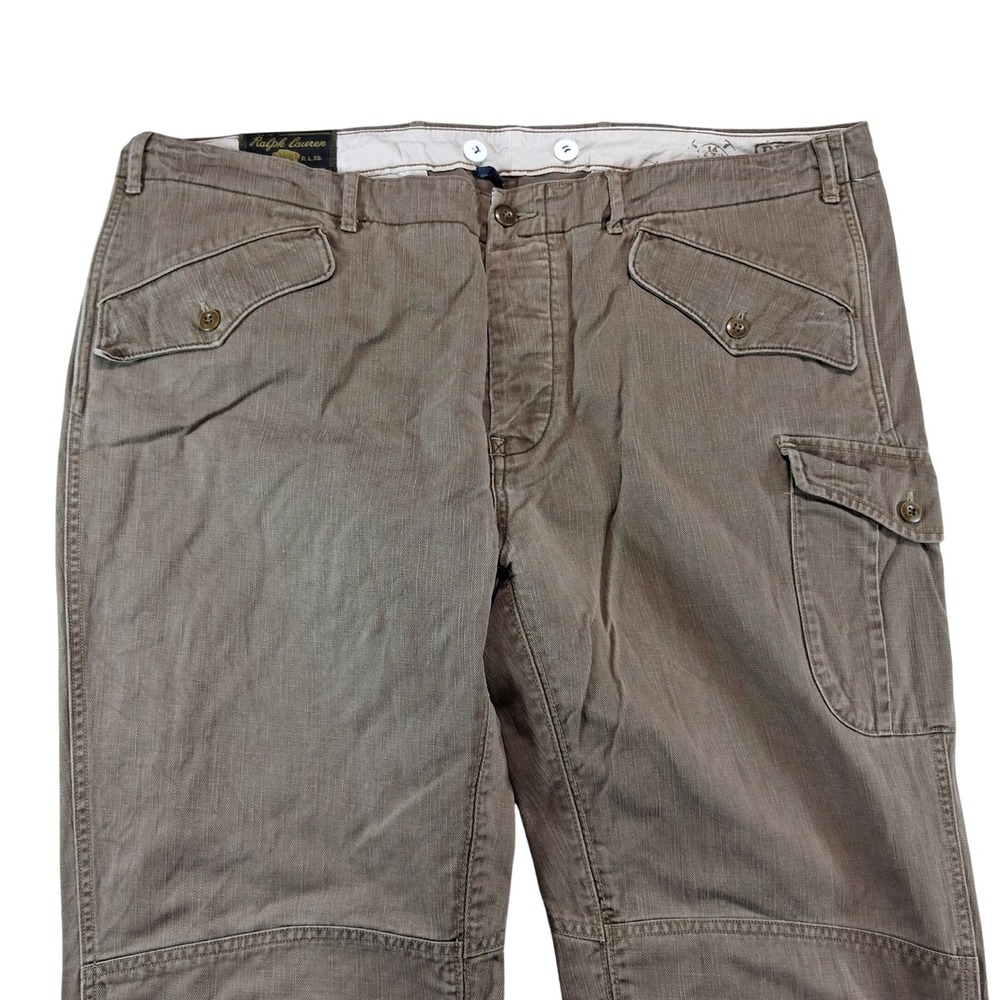 Polo Ralph Lauren Outdoor Rugged Pants 38x30 Brown Cargo Button Fly Military